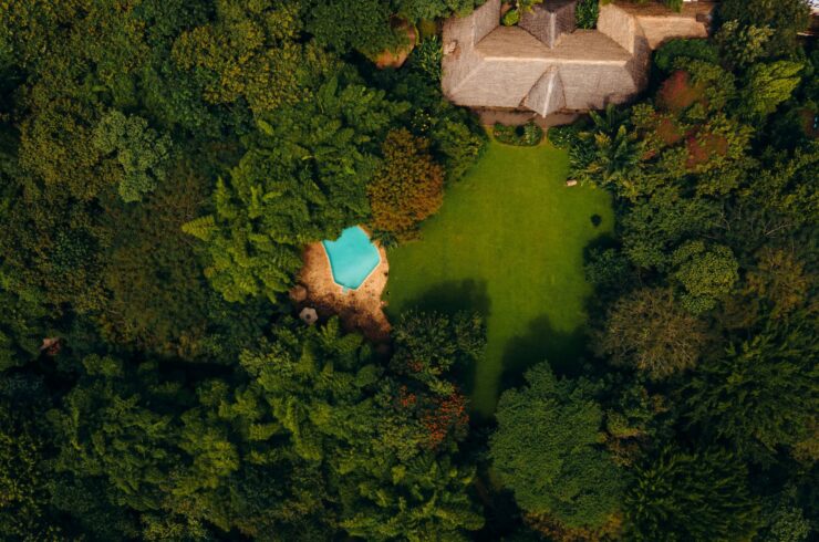Moivaro Coffee Lodge dronebeeld tuin
