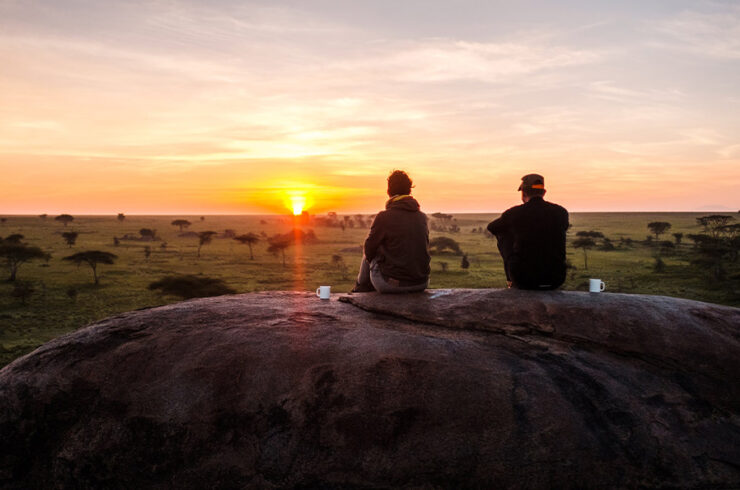 Watching the sunrise in Serengeti