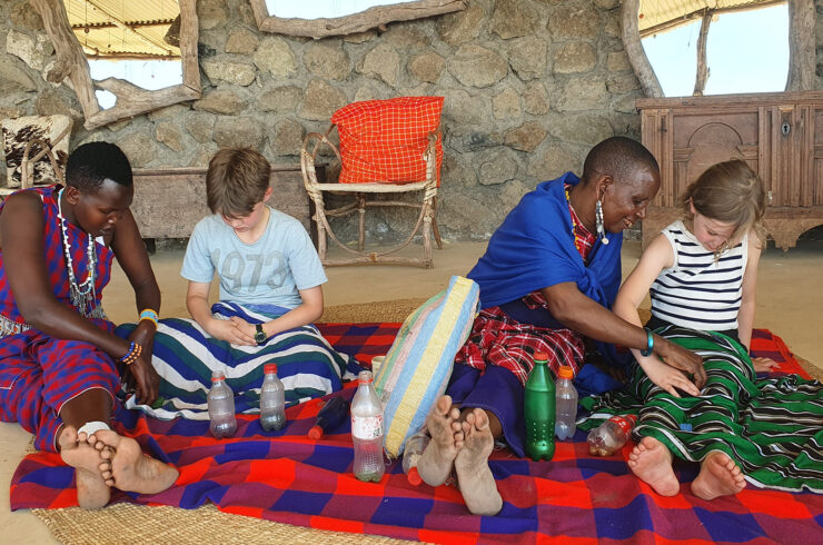 met kinderen op safari